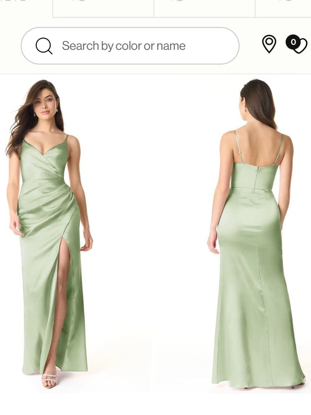 Azazie Dusty Sage Satin Mermaid Gown with High Slit NWT